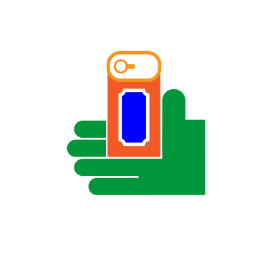 The Crisis & Welfare icon showcases a green hand securely holding an orange and blue can.