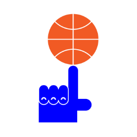 The Sports icon includes a blue hand, firmly balancing an orange basketball on one finger.