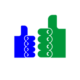 The Young People & Children icon presents 2 thumbs-up symbols, each rendered in distinct colors: green and blue.