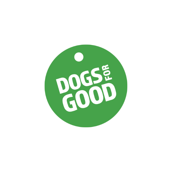 Green circular logo of Dogs For Good